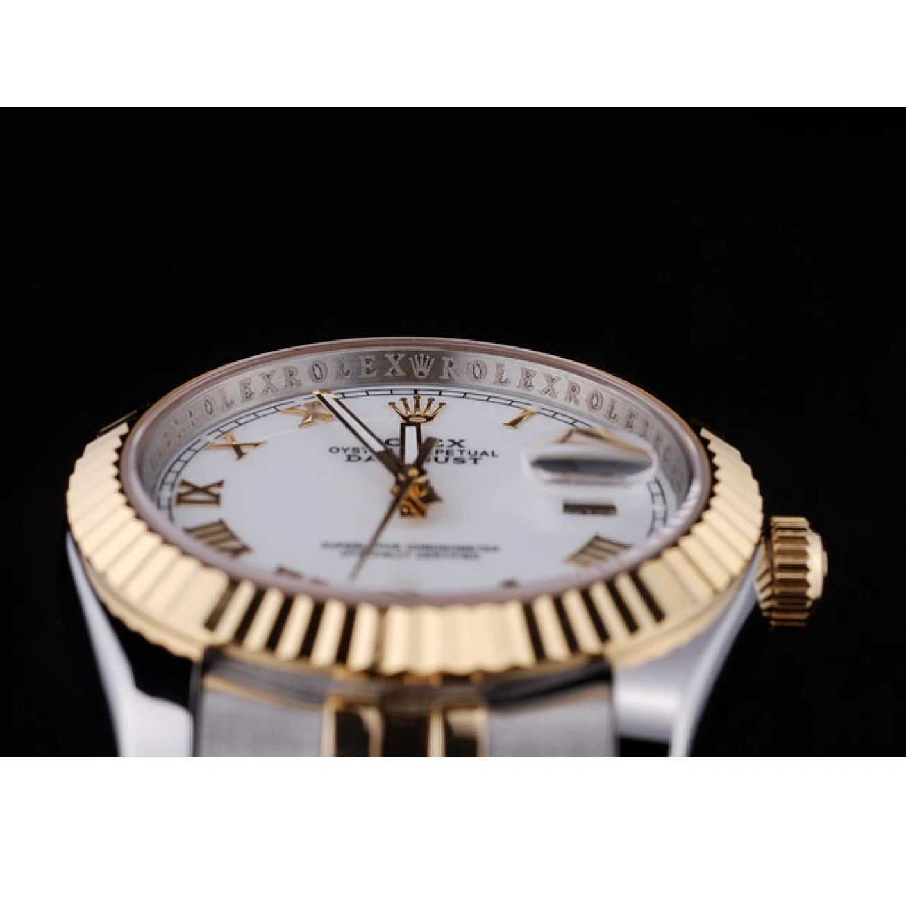 Aaa replica watch 7451 White Bezel Datejust Rolex Dial Ribbed 1015